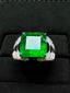 14K GOLD 4.59 CT VIVID GREEN NATURAL EMERALD & DIAMOND RING