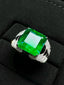 14K GOLD 4.59 CT VIVID GREEN NATURAL EMERALD & DIAMOND RING