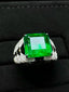 14K GOLD 4.59 CT VIVID GREEN NATURAL EMERALD & DIAMOND RING