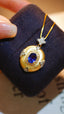 14K GOLD 1.30 CTW NATURAL SAPPHIRE & DIAMOND PENDANT( WITHOUT CHAIN )