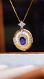 14K GOLD 1.30 CTW NATURAL SAPPHIRE & DIAMOND PENDANT( WITHOUT CHAIN )