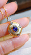 14K GOLD 1.30 CTW NATURAL SAPPHIRE & DIAMOND PENDANT( WITHOUT CHAIN )