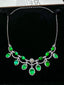 14K GOLD 12.35 CT VIVID GREEN NATURAL EMERALD & DIAMOND & SAPPHIRE NECKLACE