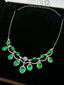 14K GOLD 12.35 CT VIVID GREEN NATURAL EMERALD & DIAMOND & SAPPHIRE NECKLACE