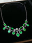 14K GOLD 12.35 CT VIVID GREEN NATURAL EMERALD & DIAMOND & SAPPHIRE NECKLACE