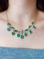 14K GOLD 12.35 CT VIVID GREEN NATURAL EMERALD & DIAMOND & SAPPHIRE NECKLACE