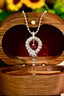 14K GOLD 0.78 CTW VIVID RED NATURAL RUBY & SAPPHIRE & DIAMOND PENDANT( WITHOUT CHAIN )