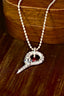 14K GOLD 0.78 CTW VIVID RED NATURAL RUBY & SAPPHIRE & DIAMOND PENDANT( WITHOUT CHAIN )