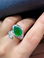 14K GOLD 3.63 CT VIVID GREEN NATURAL EMERALD & DIAMOND & TSAVORITE RING