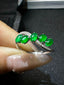 14K GOLD 2 CT VIVID GREEN NATURAL EMERALD & DIAMOND RING