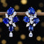 14K GOLD 6.36 CTW NATURAL SAPPHIRE & SAPPHIRE EARRINGS