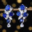 14K GOLD 6.36 CTW NATURAL SAPPHIRE & SAPPHIRE EARRINGS