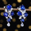 14K GOLD 6.36 CTW NATURAL SAPPHIRE & SAPPHIRE EARRINGS