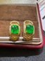 14K GOLD 2.07 CTW VIVID GREEN NATURAL EMERALD & DIAMOND EARRINGS