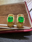 14K GOLD 2.07 CTW VIVID GREEN NATURAL EMERALD & DIAMOND EARRINGS