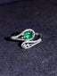 14K GOLD 0.49 CTW VIVID GREEN NATURAL EMERALD & DIAMOND RING