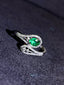 14K GOLD 0.49 CTW VIVID GREEN NATURAL EMERALD & DIAMOND RING