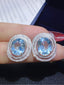 14K GOLD 7.75 CTW NATURAL AQUAMARINE & DIAMOND EARRINGS