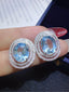 14K GOLD 7.75 CTW NATURAL AQUAMARINE & DIAMOND EARRINGS