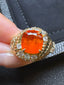 14K GOLD 5.05 CTW NATURAL SPESSARTINE & DIAMOND RING