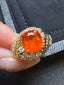 14K GOLD 5.05 CTW NATURAL SPESSARTINE & DIAMOND RING