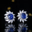 14K GOLD 2.81 CTW NATURAL SAPPHIRE & DIAMOND EARRINGS