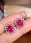 14K GOLD 2.43 CTW NATURAL RUBY & DIAMOND EARRINGS