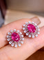 14K GOLD 2.43 CTW NATURAL RUBY & DIAMOND EARRINGS