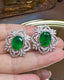 14K GOLD 6.89 CTW VIVID GREEN NATURAL EMERALD & DIAMOND EARRINGS