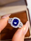14K GOLD 3.72 CTW NATURAL SAPPHIRE & DIAMOND RING