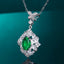 14K GOLD 1.08 CTW VIVID GREEN NATURAL EMERALD & DIAMOND PENDANT