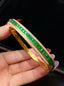 14K GOLD 3.72 CTW VIVID GREEN NATURAL EMERALD & DIAMOND BANGLE