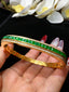 14K GOLD 3.72 CTW VIVID GREEN NATURAL EMERALD & DIAMOND BANGLE