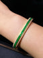 14K GOLD 3.72 CTW VIVID GREEN NATURAL EMERALD & DIAMOND BANGLE