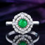 14K GOLD 1.00 CTW VIVID GREEN NATURAL EMERALD & DIAMOND RING