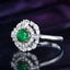 14K GOLD 1.00 CTW VIVID GREEN NATURAL EMERALD & DIAMOND RING