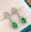 14K GOLD 1.2 CT VIVID GREEN NATURAL EMERALD & DIAMOND EARRINGS