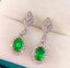 14K GOLD 1.2 CT VIVID GREEN NATURAL EMERALD & DIAMOND EARRINGS