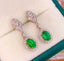 14K GOLD 1.2 CT VIVID GREEN NATURAL EMERALD & DIAMOND EARRINGS