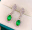 14K GOLD 1.2 CT VIVID GREEN NATURAL EMERALD & DIAMOND EARRINGS