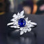 14K GOLD 0.89 CT VIVID BLUE NATURAL SAPPHIRE & SAPPHIRE RING