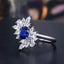 14K GOLD 0.89 CT VIVID BLUE NATURAL SAPPHIRE & SAPPHIRE RING