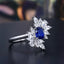 14K GOLD 0.89 CT VIVID BLUE NATURAL SAPPHIRE & SAPPHIRE RING