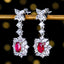 14K GOLD 3.76 CTW NATURAL RUBY & SAPPHIRE EARRINGS