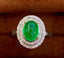 14K GOLD 2.95 CT VIVID GREEN NATURAL EMERALD & DIAMOND RING