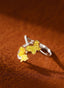 14K GOLD 0.37 CTW NATURAL YELLOW DIAMOND & DIAMOND RING