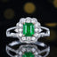 14K GOLD 1.14 CTW VIVID GREEN NATURAL EMERALD & DIAMOND RING