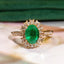 14K GOLD 1.56 CTW VIVID GREEN NATURAL EMERALD & DIAMOND RING