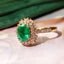 14K GOLD 1.56 CTW VIVID GREEN NATURAL EMERALD & DIAMOND RING