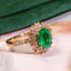 14K GOLD 1.56 CTW VIVID GREEN NATURAL EMERALD & DIAMOND RING